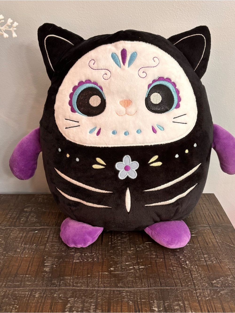 Linzy Toys Day of the Dead Skeleton Cat Plush appox 14” tall. Holiday, Halloween